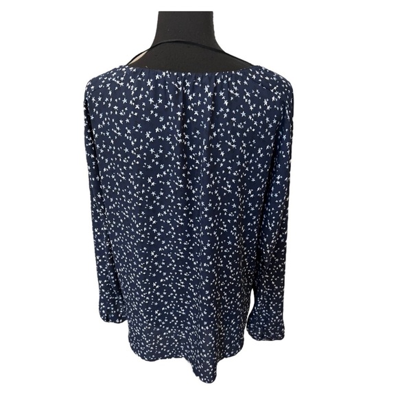Zara Navy Blue Star Button Up Blouse Long Sleeve Large - Picture 4 of 11